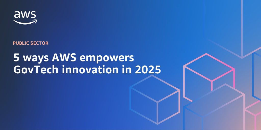 AWS Branded Background with text "5 ways AWS empowers GovTech innovation in 2025"